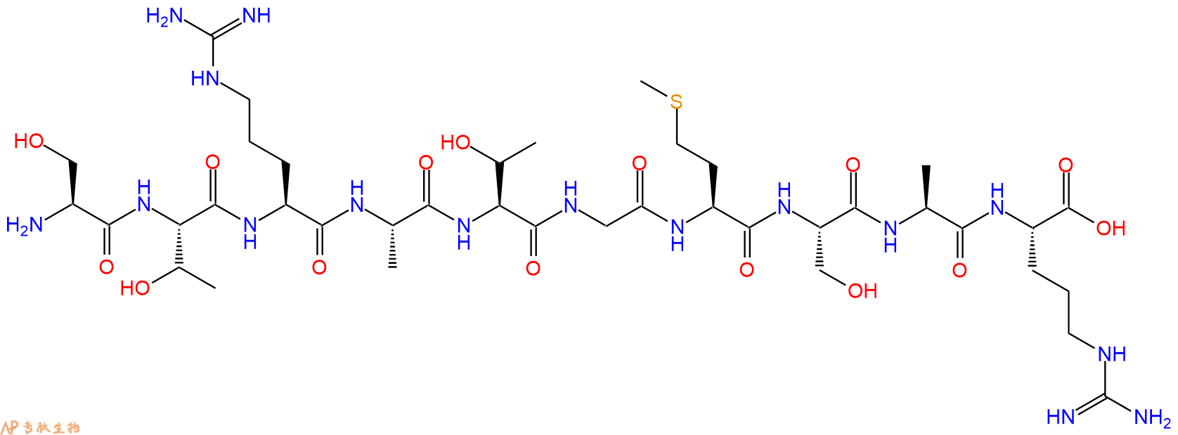 专肽生物产品H2N-Ser-Thr-Arg-Ala-Thr-Gly-Met-Ser-Ala-Arg-OH