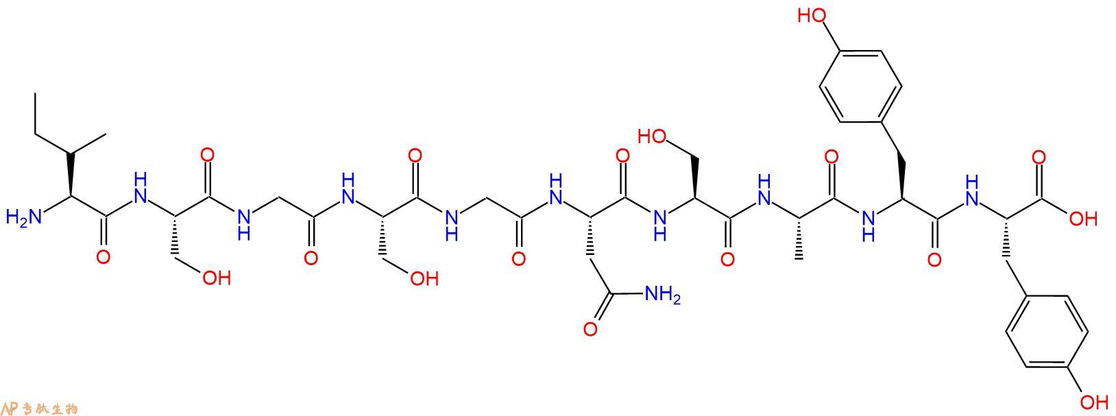 专肽生物产品H2N-Ile-Ser-Gly-Ser-Gly-Asn-Ser-Ala-Tyr-Tyr-OH