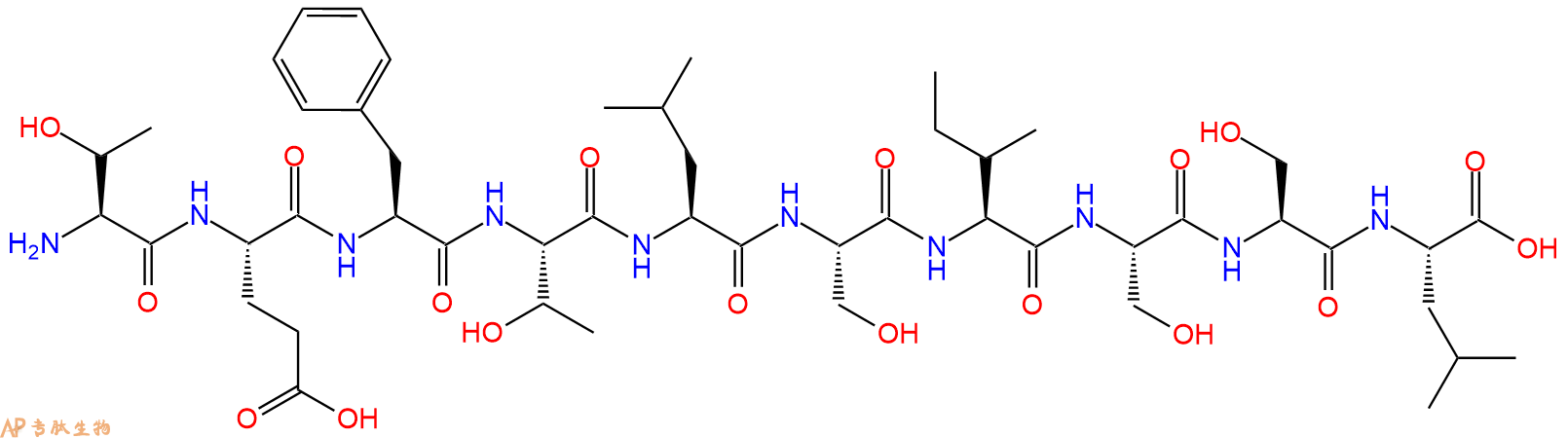 专肽生物产品H2N-Thr-Glu-Phe-Thr-Leu-Ser-Ile-Ser-Ser-Leu-OH