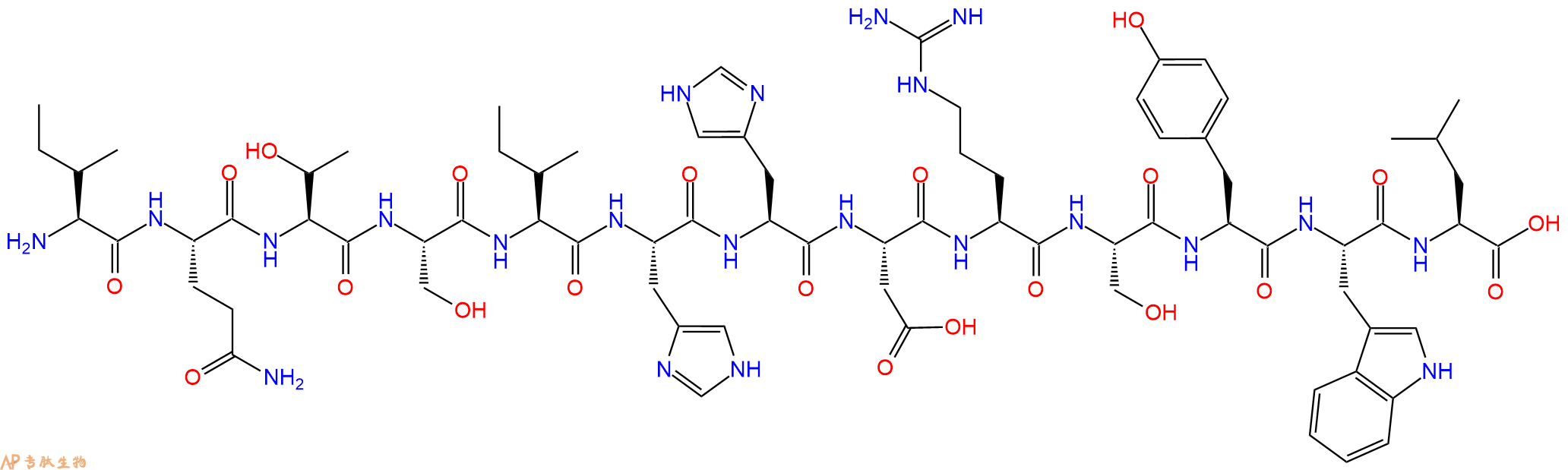 专肽生物产品H2N-Ile-Gln-Thr-Ser-Ile-His-His-Asp-Arg-Ser-Tyr-Trp-Leu-OH