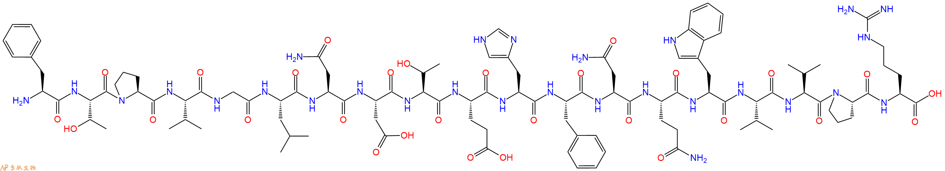 专肽生物产品H2N-Phe-Thr-Pro-Val-Gly-Leu-Asn-Asp-Thr-Glu-His-Phe-Asn-Gln-Trp-Val-Val-Pro-Arg-OH