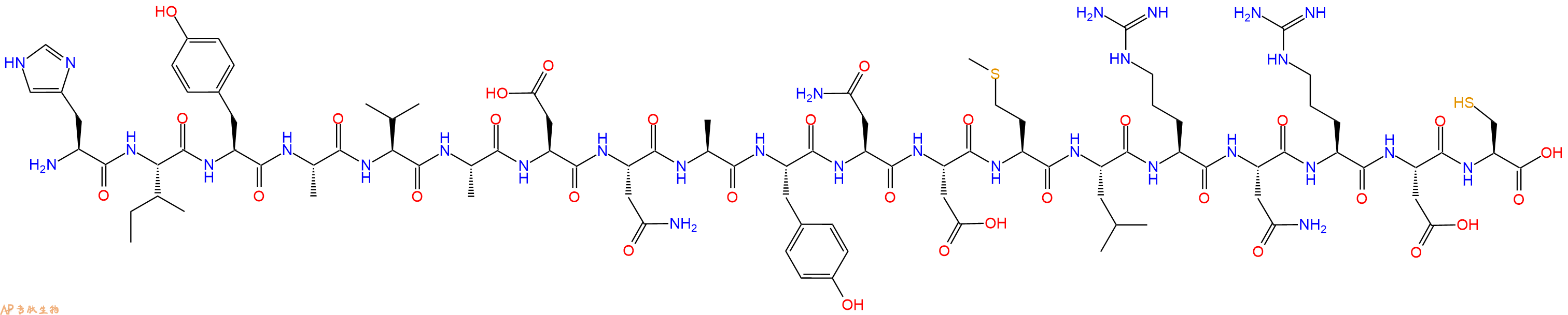 专肽生物产品H2N-His-Ile-Tyr-Ala-Val-Ala-Asp-Asn-Ala-Tyr-Asn-Asp-Met-Leu-Arg-Asn-Arg-Asp-Cys-OH