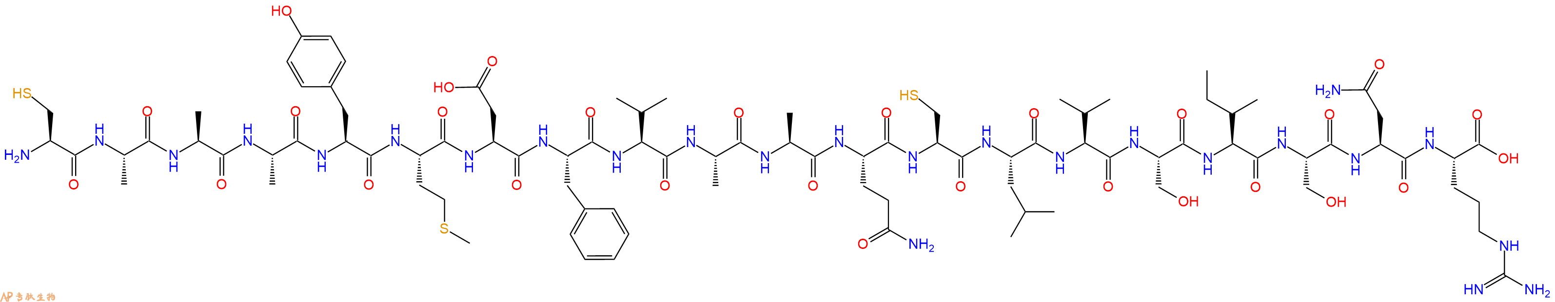 专肽生物产品H2N-Cys-Ala-Ala-Ala-Tyr-Met-Asp-Phe-Val-Ala-Ala-Gln-Cys-Leu-Val-Ser-Ile-Ser-Asn-Arg-OH