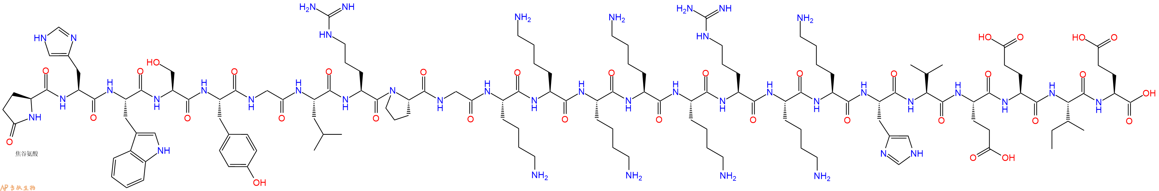 专肽生物产品Pyr-His-Trp-Ser-Tyr-Gly-Leu-Arg-Pro-Gly-Lys-Lys-Lys-Lys-Lys-Arg-Lys-Lys-His-Val-Glu-Glu-Ile-Glu-OH