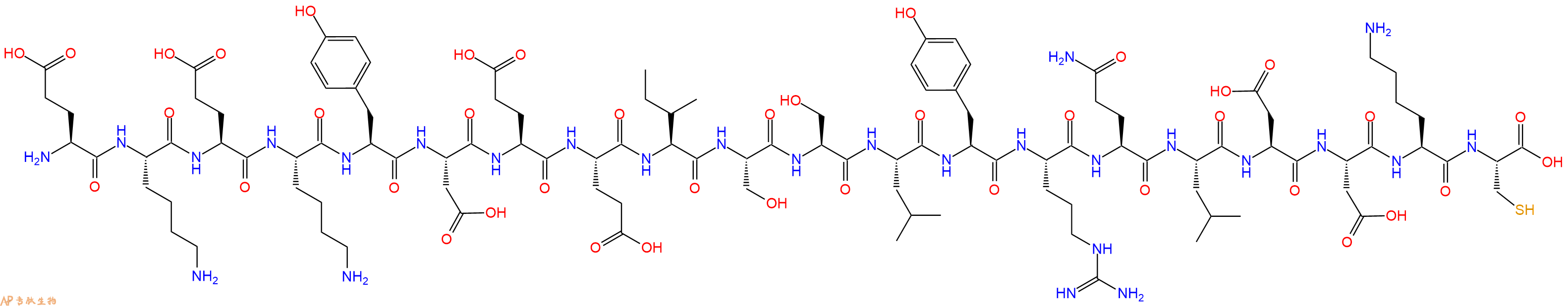 专肽生物产品H2N-Glu-Lys-Glu-Lys-Tyr-Asp-Glu-Glu-Ile-Ser-Ser-Leu-Tyr-Arg-Gln-Leu-Asp-Asp-Lys-Cys-OH