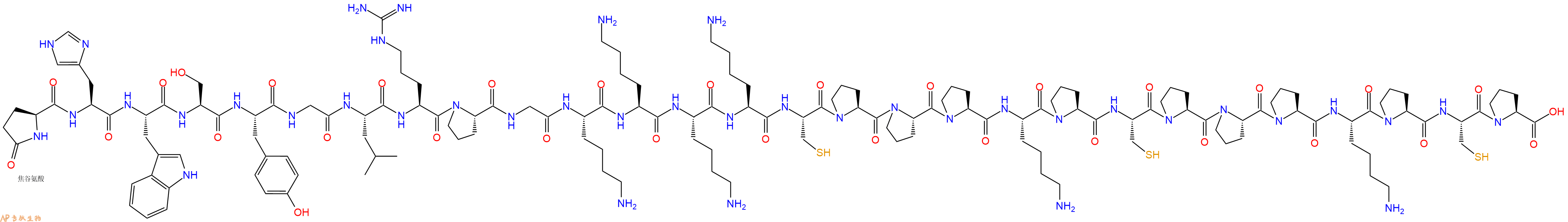 专肽生物产品Pyr-His-Trp-Ser-Tyr-Gly-Leu-Arg-Pro-Gly-Lys-Lys-Lys-Lys-Cys-Pro-Pro-Pro-Lys-Pro-Cys-Pro-Pro-Pro-Lys-Pro-Cys-Pro-OH