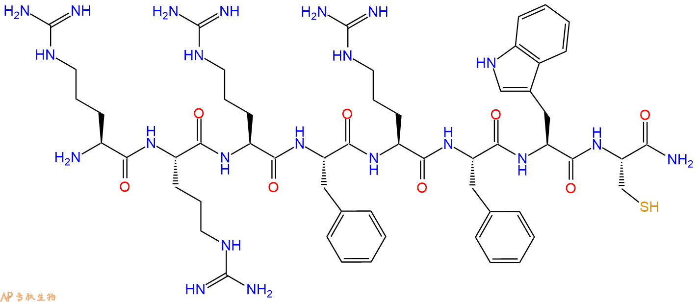 专肽生物产品H2N-Arg-Arg-Arg-Phe-Arg-Phe-Trp-Cys-CONH2