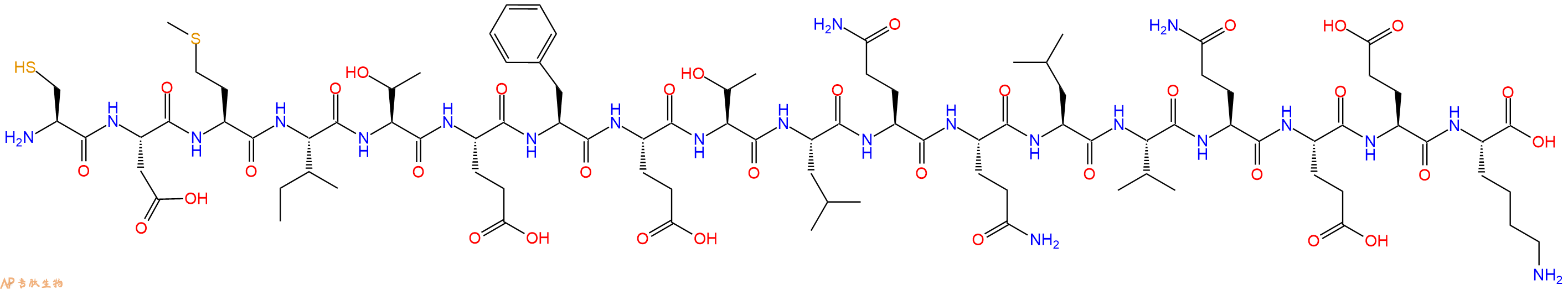 专肽生物产品H2N-Cys-Asp-Met-Ile-Thr-Glu-Phe-Glu-Thr-Leu-Gln-Gln-Leu-Val-Gln-Glu-Glu-Lys-OH