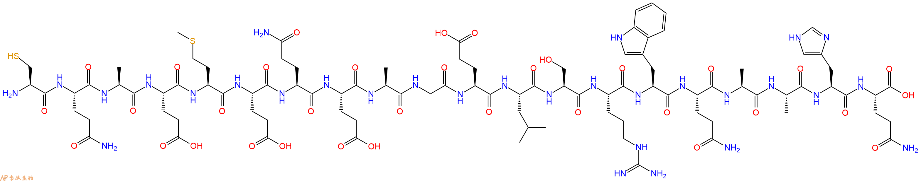 专肽生物产品H2N-Cys-Gln-Ala-Glu-Met-Glu-Gln-Glu-Ala-Gly-Glu-Leu-Ser-Arg-Trp-Gln-Ala-Ala-His-Gln-OH