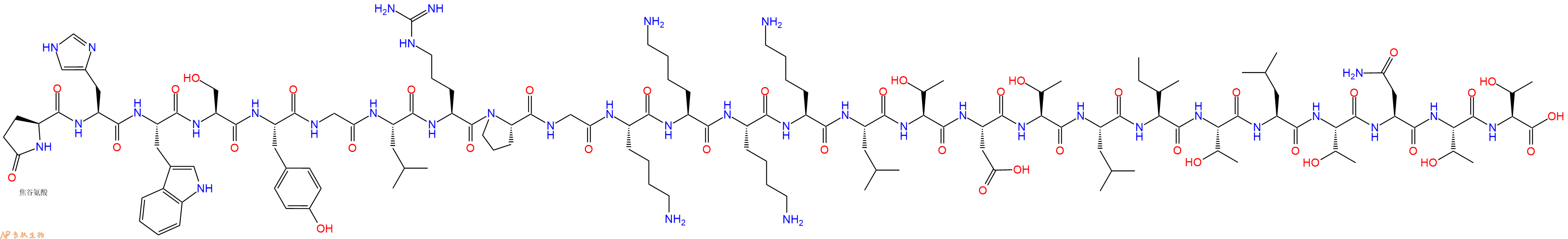 专肽生物产品Pyr-His-Trp-Ser-Tyr-Gly-Leu-Arg-Pro-Gly-Lys-Lys-Lys-Lys-Leu-Thr-Asp-Thr-Leu-Ile-Thr-Leu-Thr-Asn-Thr-Thr-OH