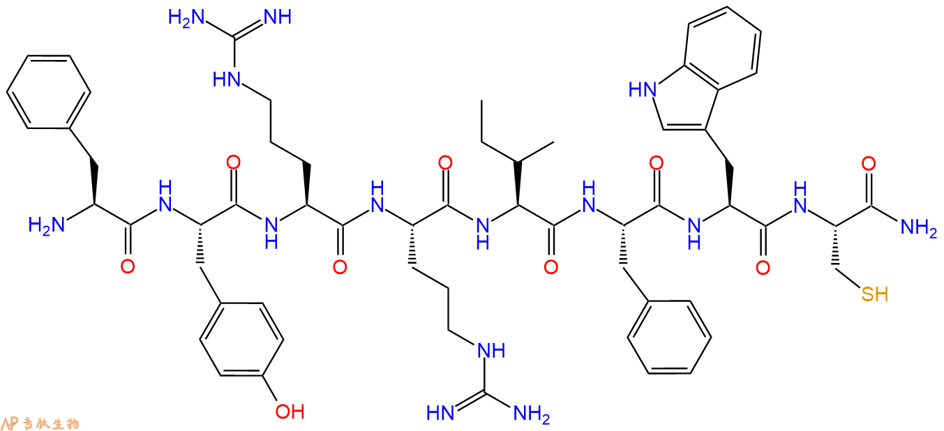 专肽生物产品H2N-Phe-Tyr-Arg-Arg-Ile-Phe-Trp-Cys-CONH2
