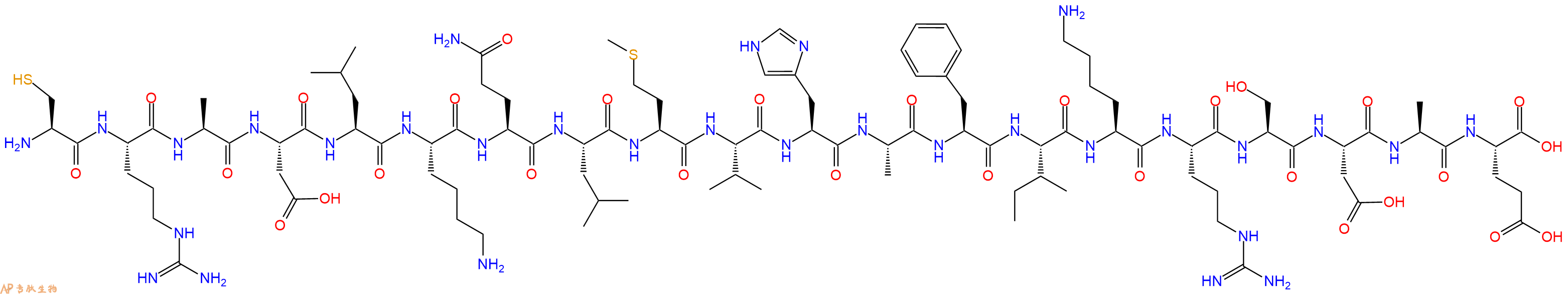 专肽生物产品H2N-Cys-Arg-Ala-Asp-Leu-Lys-Gln-Leu-Met-Val-His-Ala-Phe-Ile-Lys-Arg-Ser-Asp-Ala-Glu-OH