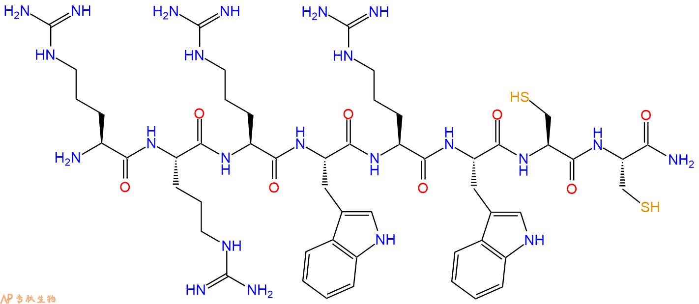 专肽生物产品H2N-Arg-Arg-Arg-Trp-Arg-Trp-Cys-Cys-CONH2