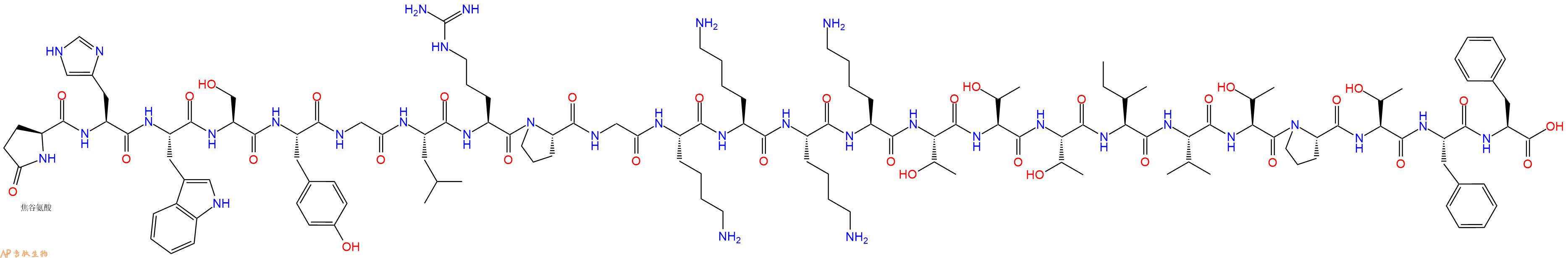 专肽生物产品Pyr-His-Trp-Ser-Tyr-Gly-Leu-Arg-Pro-Gly-Lys-Lys-Lys-Lys-Thr-Thr-Thr-Ile-Val-Thr-Pro-Thr-Phe-Phe-OH