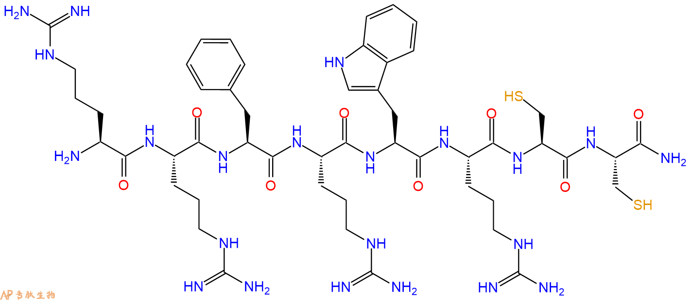 专肽生物产品H2N-Arg-Arg-Phe-Arg-Trp-Arg-Cys-Cys-CONH2