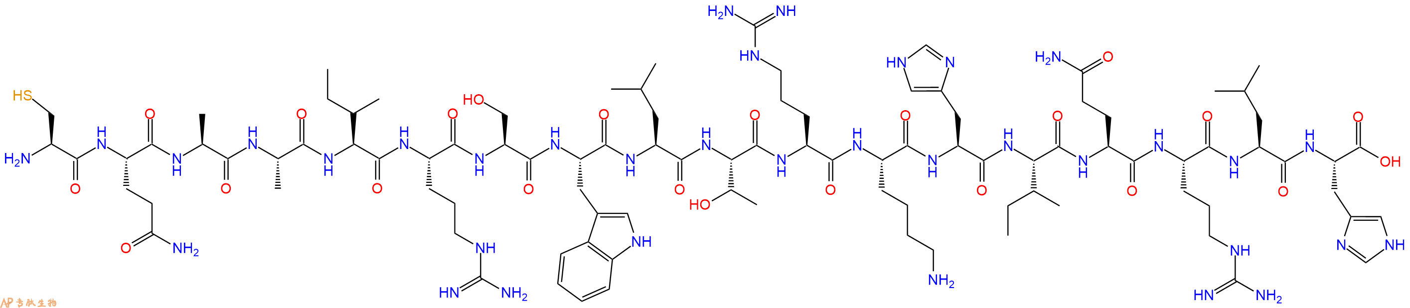 专肽生物产品H2N-Cys-Gln-Ala-Ala-Ile-Arg-Ser-Trp-Leu-Thr-Arg-Lys-His-Ile-Gln-Arg-Leu-His-OH