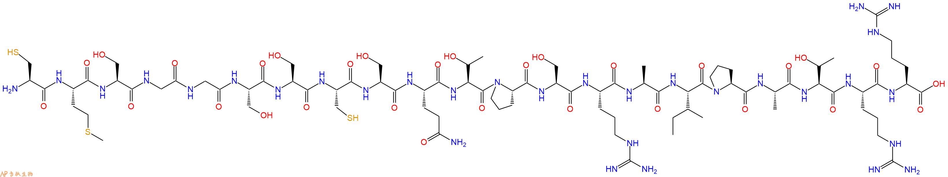 专肽生物产品H2N-Cys-Met-Ser-Gly-Gly-Ser-Ser-Cys-Ser-Gln-Thr-Pro-Ser-Arg-Ala-Ile-Pro-Ala-Thr-Arg-Arg-OH