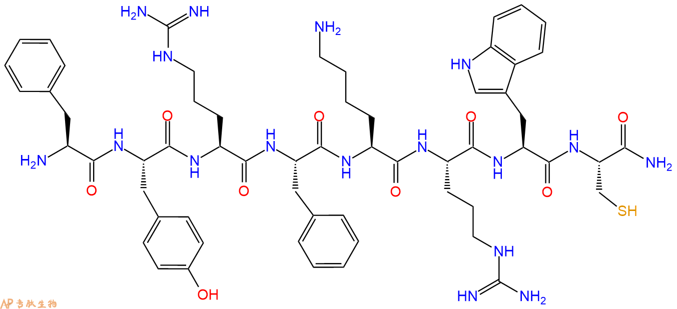 专肽生物产品H2N-Phe-Tyr-Arg-Phe-Lys-Arg-Trp-Cys-CONH2