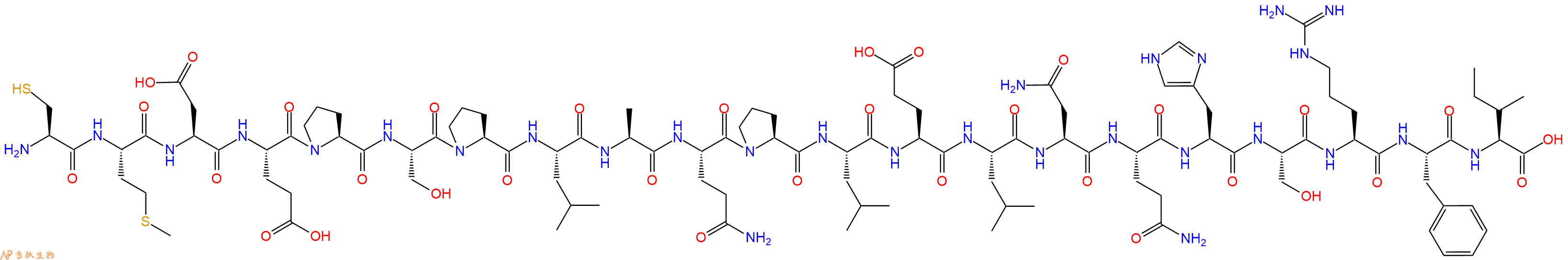 专肽生物产品H2N-Cys-Met-Asp-Glu-Pro-Ser-Pro-Leu-Ala-Gln-Pro-Leu-Glu-Leu-Asn-Gln-His-Ser-Arg-Phe-Ile-OH