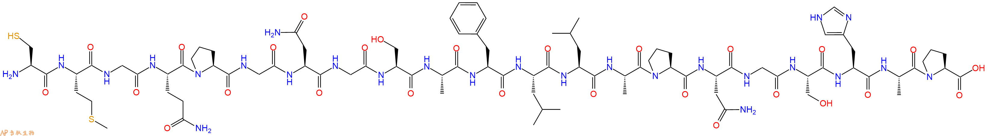 专肽生物产品H2N-Cys-Met-Gly-Gln-Pro-Gly-Asn-Gly-Ser-Ala-Phe-Leu-Leu-Ala-Pro-Asn-Gly-Ser-His-Ala-Pro-OH