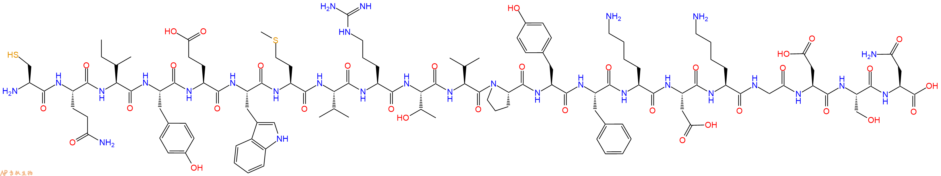 专肽生物产品H2N-Cys-Gln-Ile-Tyr-Glu-Trp-Met-Val-Arg-Thr-Val-Pro-Tyr-Phe-Lys-Asp-Lys-Gly-Asp-Ser-Asn-OH