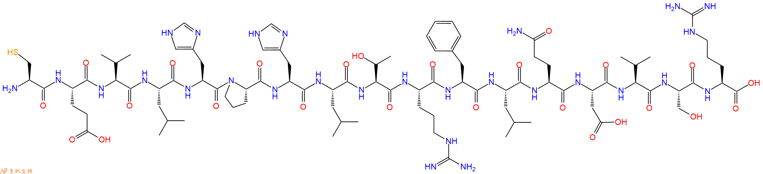 专肽生物产品H2N-Cys-Glu-Val-Leu-His-Pro-His-Leu-Thr-Arg-Phe-Leu-Gln-Asp-Val-Ser-Arg-OH