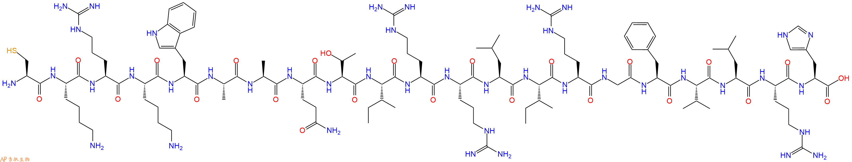 专肽生物产品H2N-Cys-Lys-Arg-Lys-Trp-Ala-Ala-Gln-Thr-Ile-Arg-Arg-Leu-Ile-Arg-Gly-Phe-Val-Leu-Arg-His-OH