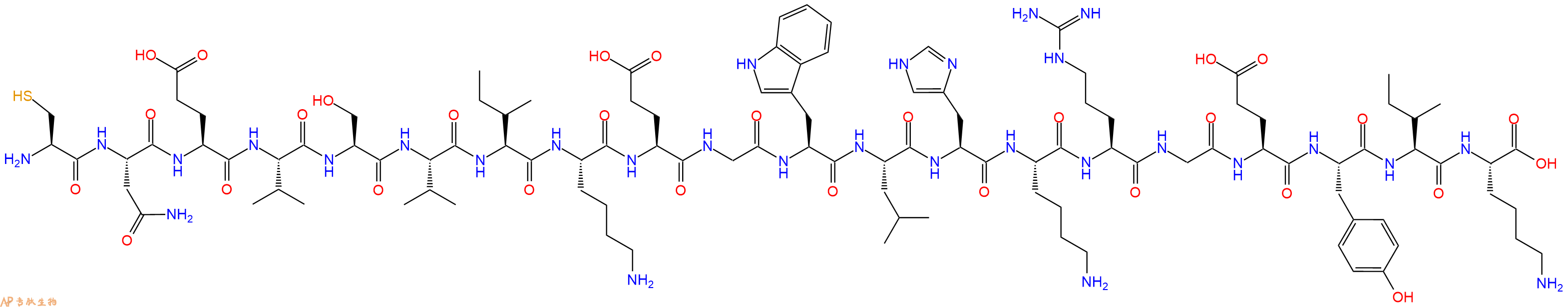 专肽生物产品H2N-Cys-Asn-Glu-Val-Ser-Val-Ile-Lys-Glu-Gly-Trp-Leu-His-Lys-Arg-Gly-Glu-Tyr-Ile-Lys-OH