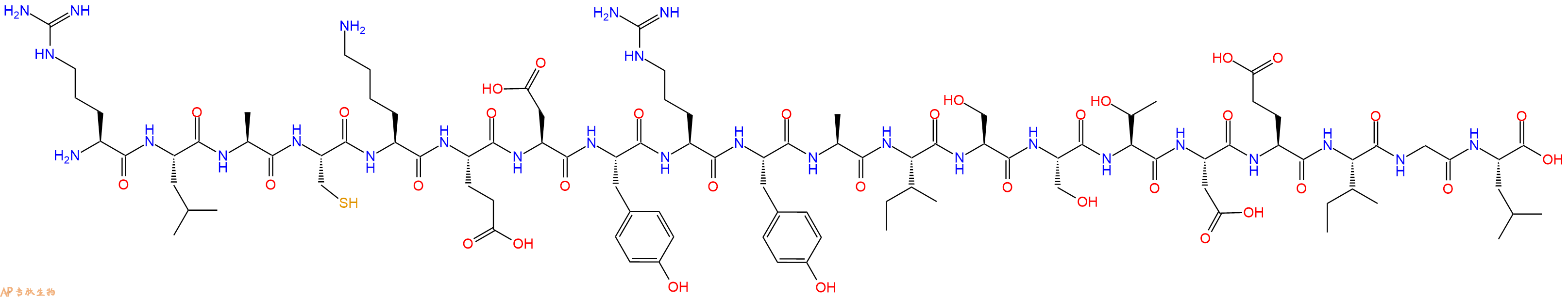 专肽生物产品H2N-Arg-Leu-Ala-Cys-Lys-Glu-Asp-Tyr-Arg-Tyr-Ala-Ile-Ser-Ser-Thr-Asp-Glu-Ile-Gly-Leu-OH