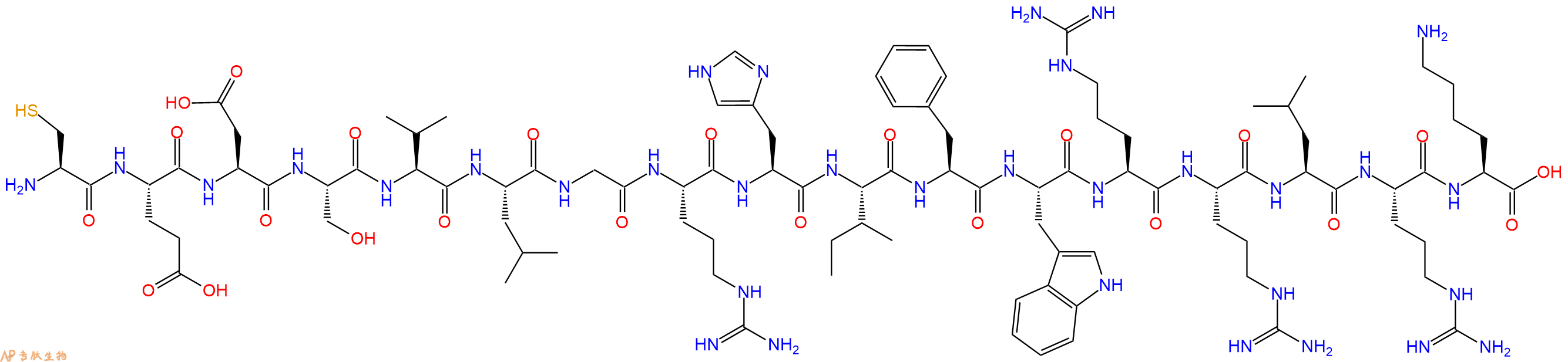 专肽生物产品H2N-Cys-Glu-Asp-Ser-Val-Leu-Gly-Arg-His-Ile-Phe-Trp-Arg-Arg-Leu-Arg-Lys-OH