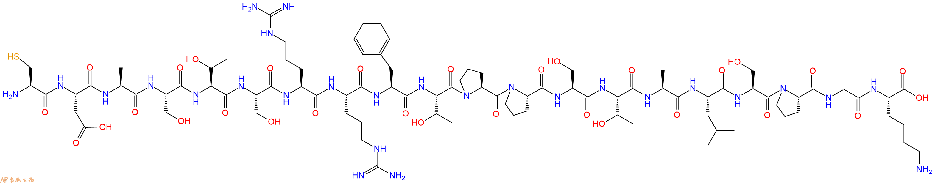 专肽生物产品H2N-Cys-Asp-Ala-Ser-Thr-Ser-Arg-Arg-Phe-Thr-Pro-Pro-Ser-Thr-Ala-Leu-Ser-Pro-Gly-Lys-OH