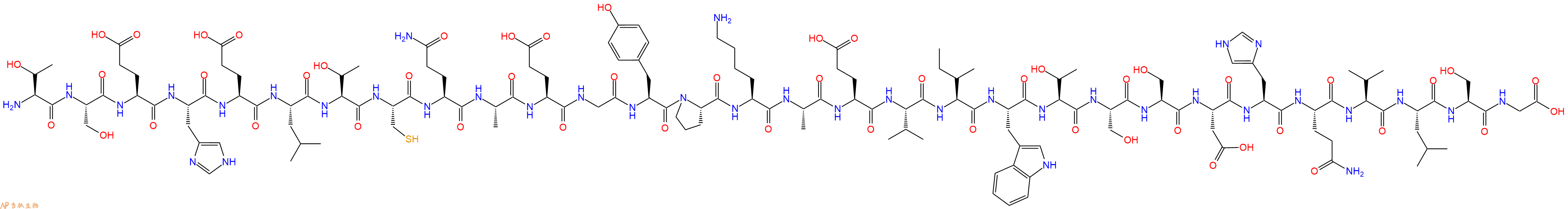 专肽生物产品H2N-Thr-Ser-Glu-His-Glu-Leu-Thr-Cys-Gln-Ala-Glu-Gly-Tyr-Pro-Lys-Ala-Glu-Val-Ile-Trp-Thr-Ser-Ser-Asp-His-Gln-Val-Leu-Ser-Gly-OH