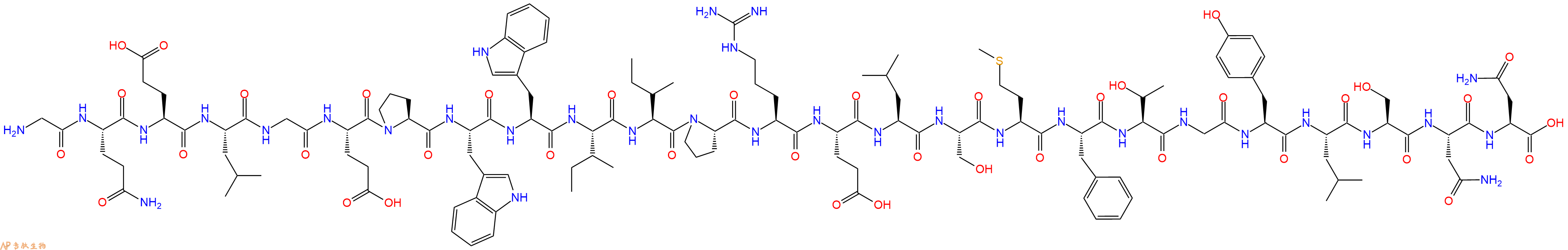 专肽生物产品H2N-Gly-Gln-Glu-Leu-Gly-Glu-Pro-Trp-Trp-Ile-Ile-Pro-Arg-Glu-Leu-Ser-Met-Phe-Thr-Gly-Tyr-Leu-Ser-Asn-Asn-OH