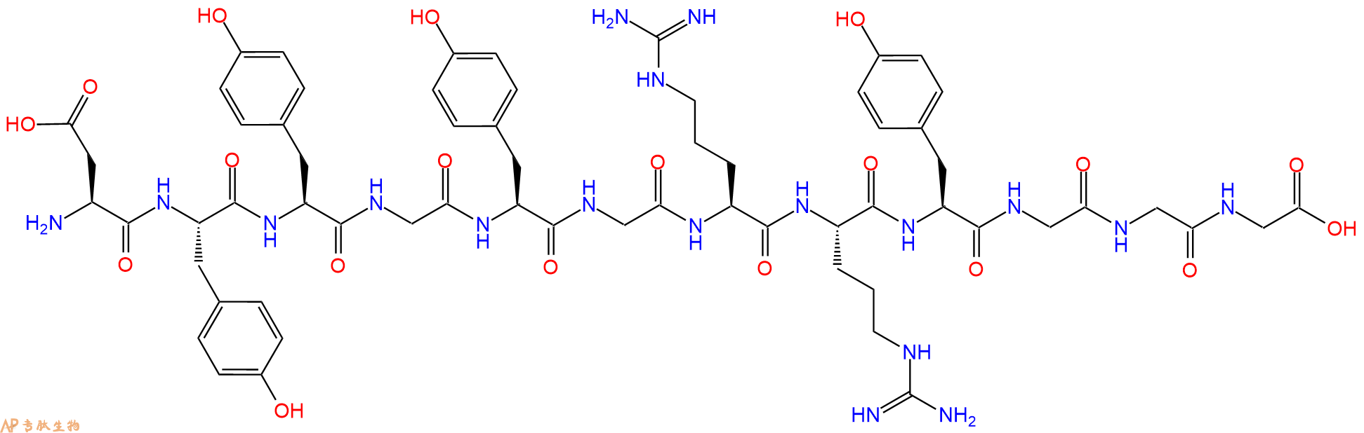 专肽生物产品H2N-Asp-Tyr-Tyr-Gly-Tyr-Gly-Arg-Arg-Tyr-Gly-Gly-Gly-OH