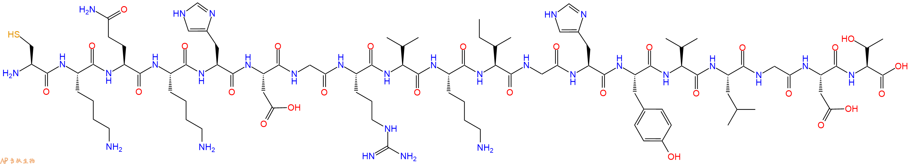 专肽生物产品H2N-Cys-Lys-Gln-Lys-His-Asp-Gly-Arg-Val-Lys-Ile-Gly-His-Tyr-Val-Leu-Gly-Asp-Thr-OH