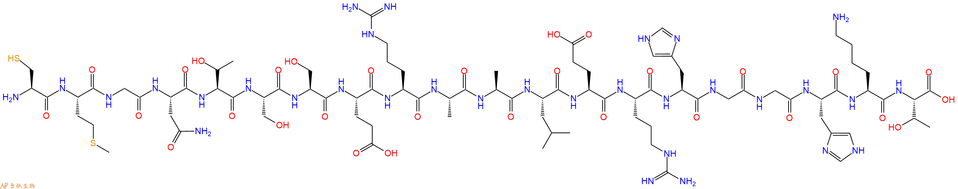 专肽生物产品H2N-Cys-Met-Gly-Asn-Thr-Ser-Ser-Glu-Arg-Ala-Ala-Leu-Glu-Arg-His-Gly-Gly-His-Lys-Thr-OH