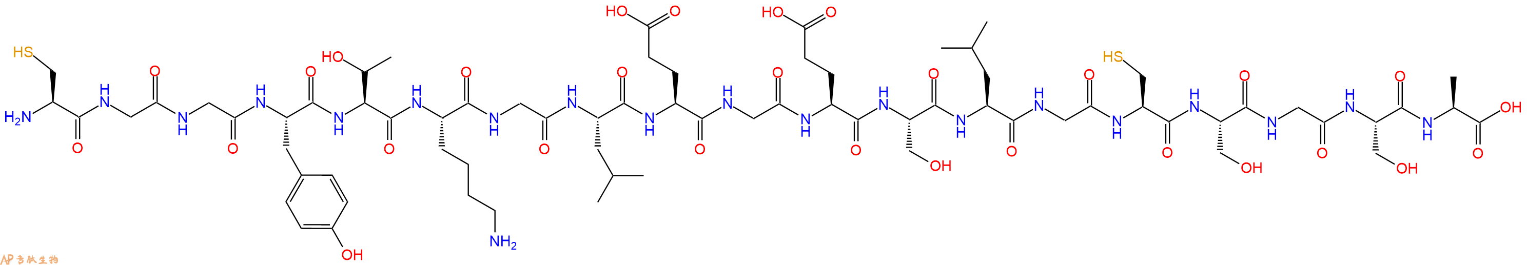 专肽生物产品H2N-Cys-Gly-Gly-Tyr-Thr-Lys-Gly-Leu-Glu-Gly-Glu-Ser-Leu-Gly-Cys-Ser-Gly-Ser-Ala-OH