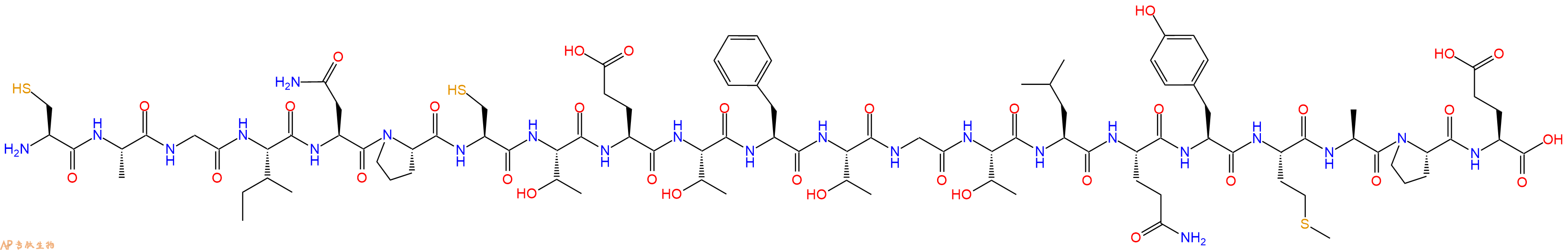 专肽生物产品H2N-Cys-Ala-Gly-Ile-Asn-Pro-Cys-Thr-Glu-Thr-Phe-Thr-Gly-Thr-Leu-Gln-Tyr-Met-Ala-Pro-Glu-OH