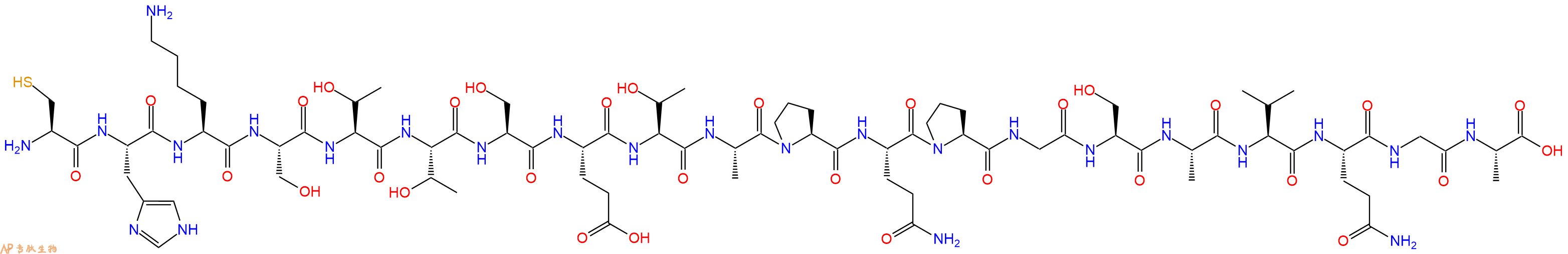 专肽生物产品H2N-Cys-His-Lys-Ser-Thr-Thr-Ser-Glu-Thr-Ala-Pro-Gln-Pro-Gly-Ser-Ala-Val-Gln-Gly-Ala-OH