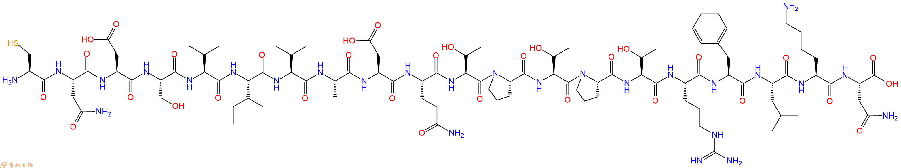 专肽生物产品H2N-Cys-Asn-Asp-Ser-Val-Ile-Val-Ala-Asp-Gln-Thr-Pro-Thr-Pro-Thr-Arg-Phe-Leu-Lys-Asn-OH
