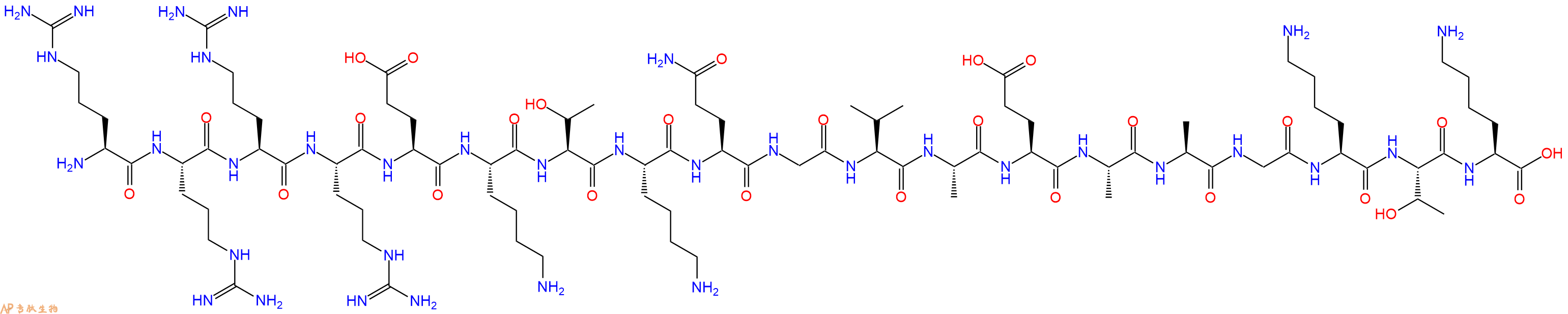 专肽生物产品H2N-Arg-Arg-Arg-Arg-Glu-Lys-Thr-Lys-Gln-Gly-Val-Ala-Glu-Ala-Ala-Gly-Lys-Thr-Lys-OH