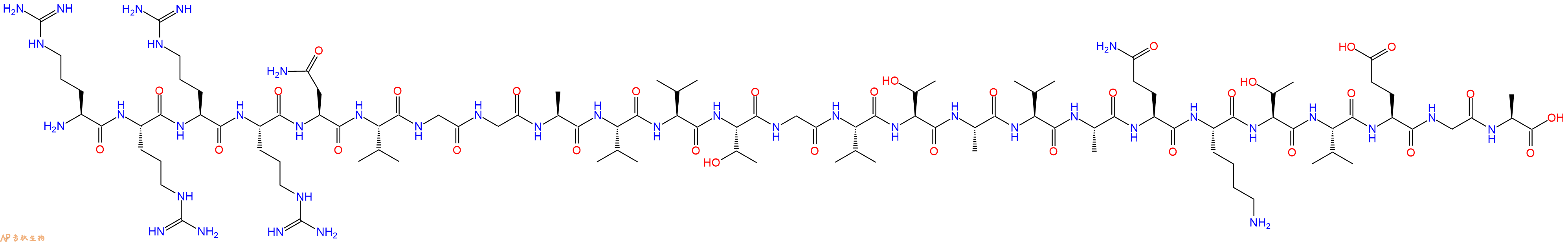 专肽生物产品H2N-Arg-Arg-Arg-Arg-Asn-Val-Gly-Gly-Ala-Val-Val-Thr-Gly-Val-Thr-Ala-Val-Ala-Gln-Lys-Thr-Val-Glu-Gly-Ala-OH