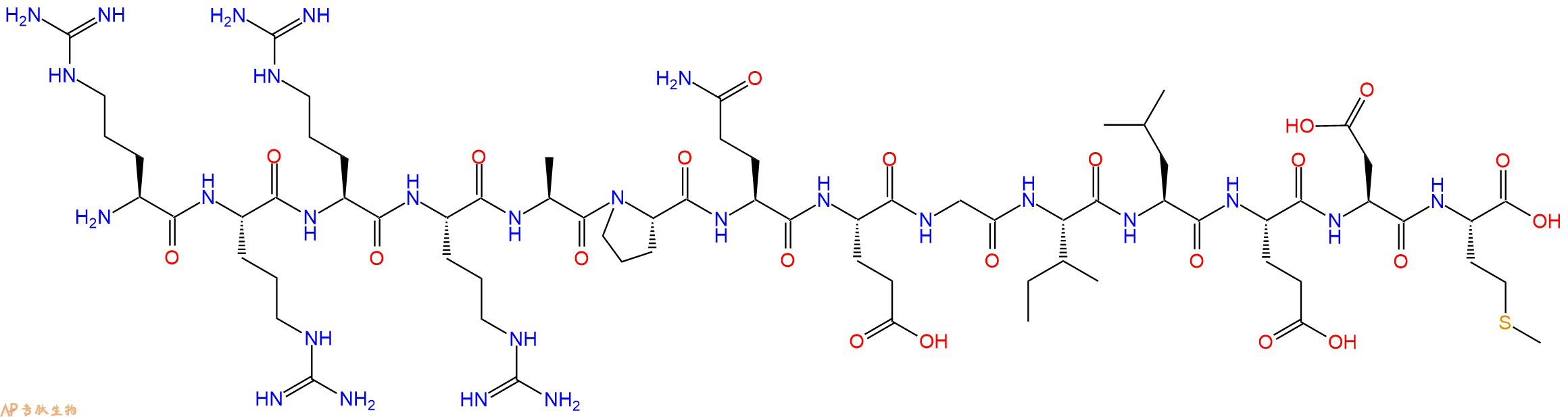 专肽生物产品H2N-Arg-Arg-Arg-Arg-Ala-Pro-Gln-Glu-Gly-Ile-Leu-Glu-Asp-Met-OH