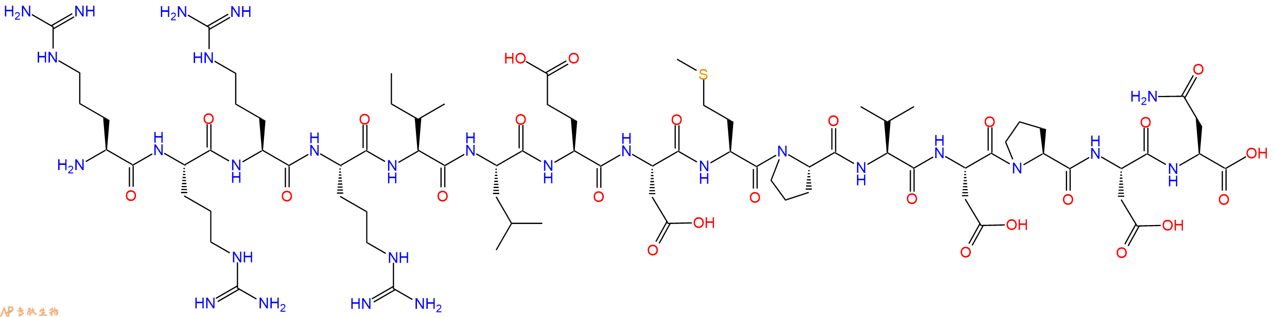 专肽生物产品H2N-Arg-Arg-Arg-Arg-Ile-Leu-Glu-Asp-Met-Pro-Val-Asp-Pro-Asp-Asn-OH