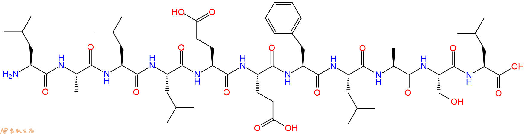 专肽生物产品H2N-Leu-Ala-Leu-Leu-Glu-Glu-Phe-Leu-Ala-Ser-Leu-OH