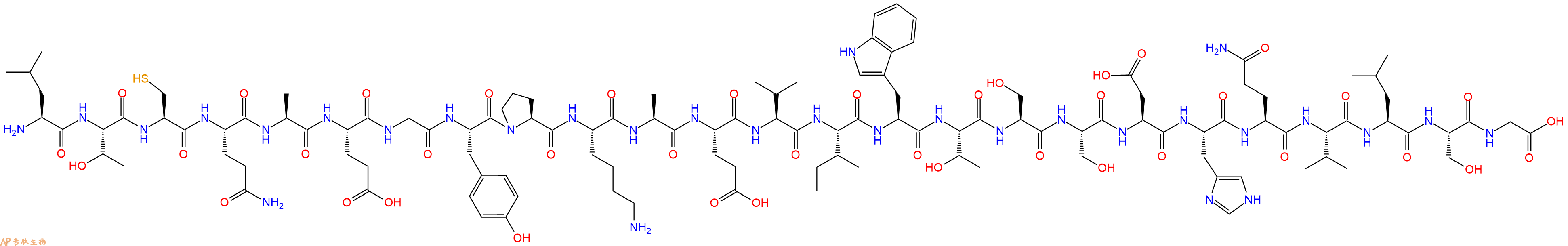 专肽生物产品H2N-Leu-Thr-Cys-Gln-Ala-Glu-Gly-Tyr-Pro-Lys-Ala-Glu-Val-Ile-Trp-Thr-Ser-Ser-Asp-His-Gln-Val-Leu-Ser-Gly-OH