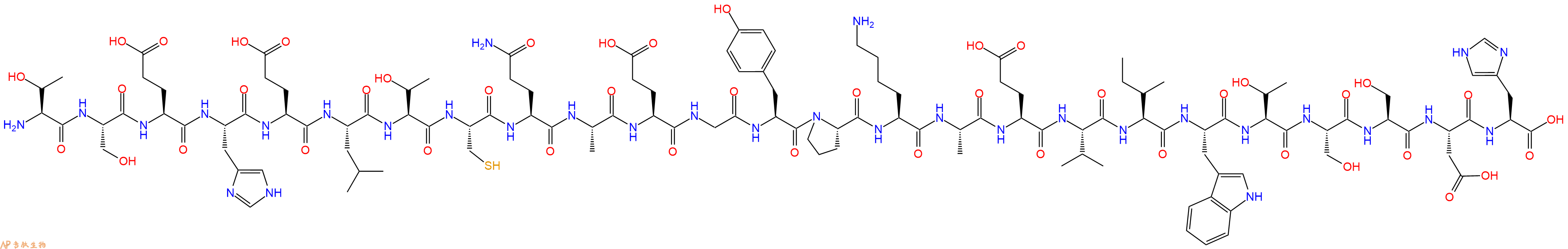 专肽生物产品H2N-Thr-Ser-Glu-His-Glu-Leu-Thr-Cys-Gln-Ala-Glu-Gly-Tyr-Pro-Lys-Ala-Glu-Val-Ile-Trp-Thr-Ser-Ser-Asp-His-OH