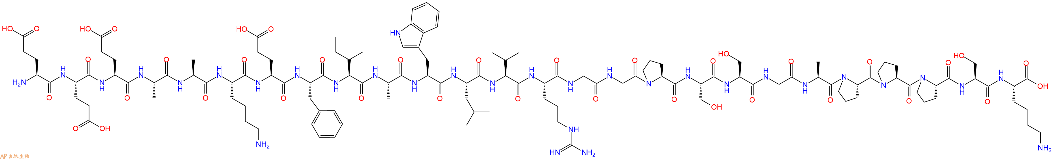 专肽生物产品H2N-Glu-Glu-Glu-Ala-Ala-Lys-Glu-Phe-Ile-Ala-Trp-Leu-Val-Arg-Gly-Gly-Pro-Ser-Ser-Gly-Ala-Pro-Pro-Pro-Ser-Lys-OH