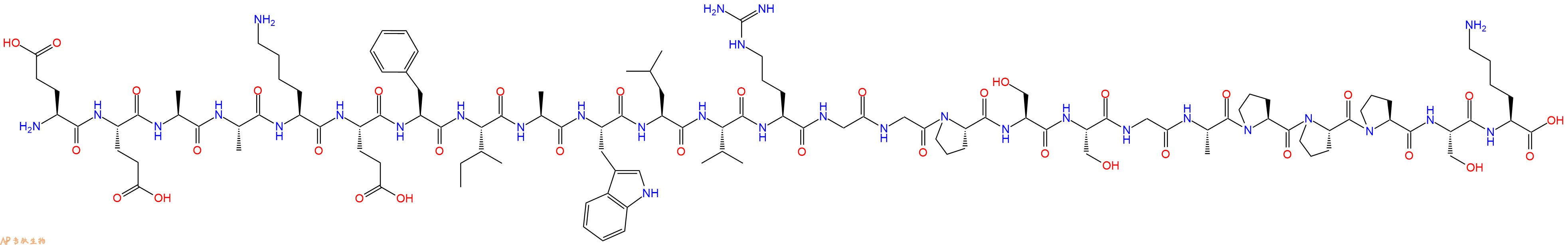 专肽生物产品H2N-Glu-Glu-Ala-Ala-Lys-Glu-Phe-Ile-Ala-Trp-Leu-Val-Arg-Gly-Gly-Pro-Ser-Ser-Gly-Ala-Pro-Pro-Pro-Ser-Lys-OH