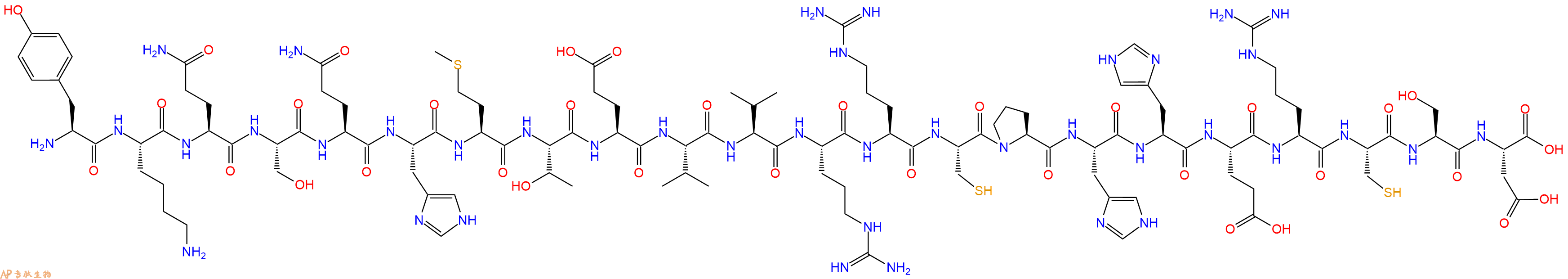 专肽生物产品H2N-Tyr-Lys-Gln-Ser-Gln-His-Met-Thr-Glu-Val-Val-Arg-Arg-Cys-Pro-His-His-Glu-Arg-Cys-Ser-Asp-OH